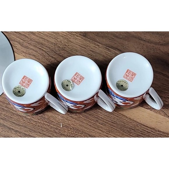 3 TAKAHASHI SAN FRANCISCO Demitasse Coffee Cups & Saucers  Multicolor & Gold Gil - Picture 10 of 16